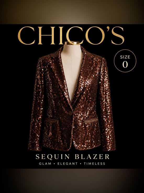 Chico's Jackets & Blazers - Chico’s "Root Beer Sequin" Blazer Jacket Evening Glam Party  Shimmer